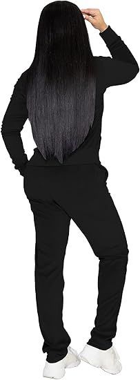 Women Velour Sweatsuits 2 Piece Tracksuit Sets V Neck Sweatshirt & Sweatpants Leisure Jogger Outfits L