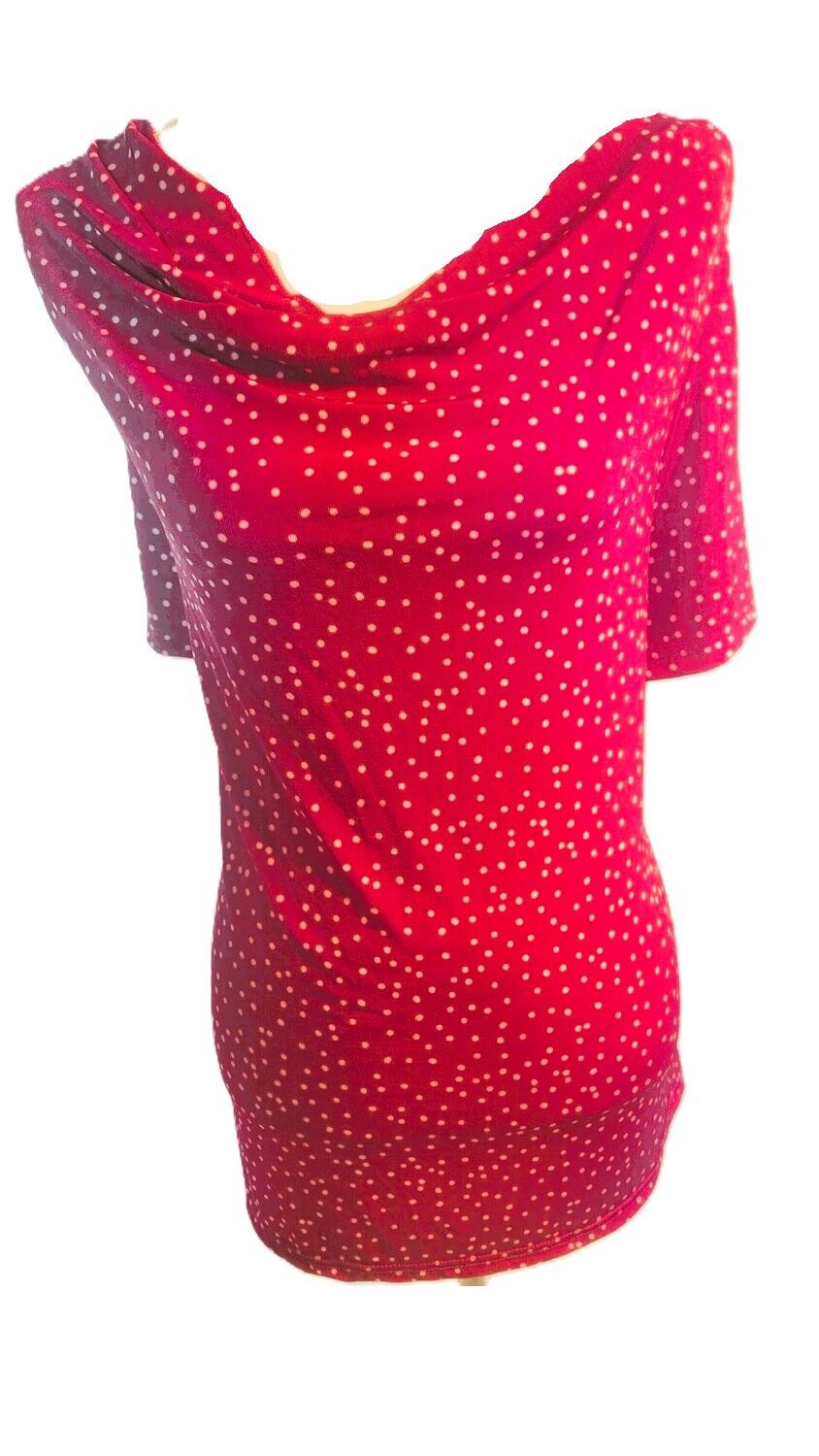 Women's Plus Size Slinky Tees Spring Polka Dot Short Sleeve Drap front Neck Casual Shirts Blouses Tops Size 1X