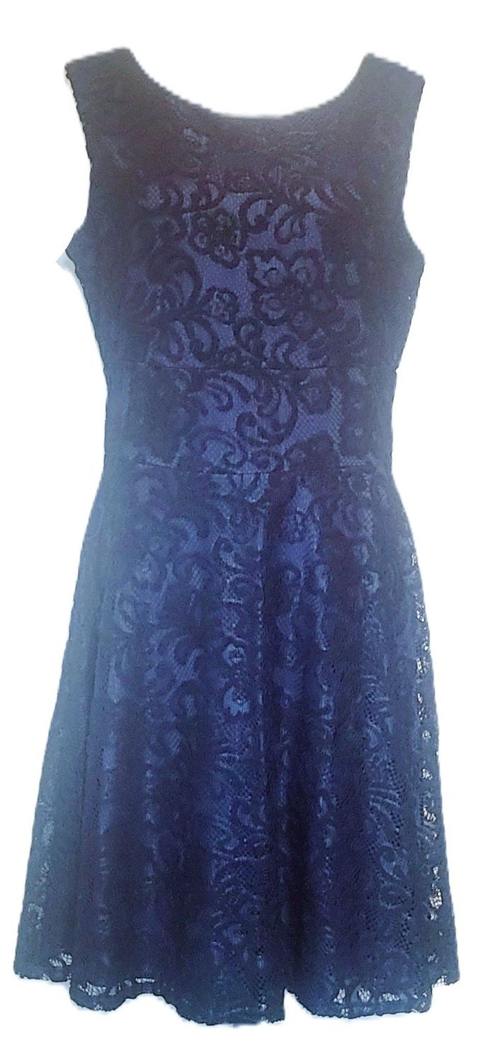 Women's Sleeveless Lace Floral Elegant Cocktail Dress Crew Neck Knee Length for Party