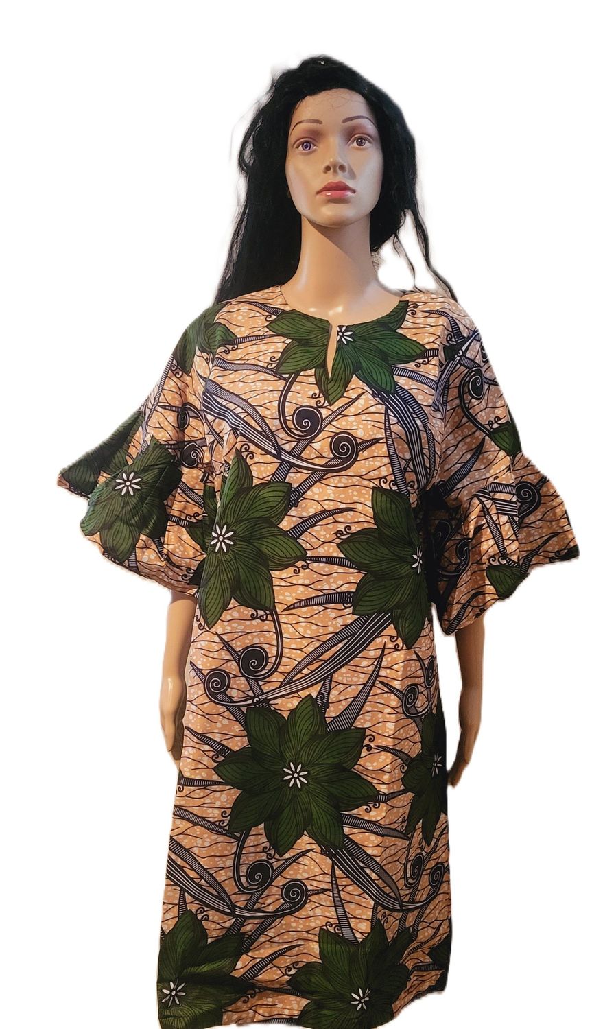 African Dresses for Women Ankara Print Full Flow Arm Flowery Designed Short-Sleeve Dress Dashiki Casual Party Wedding Dress Gown