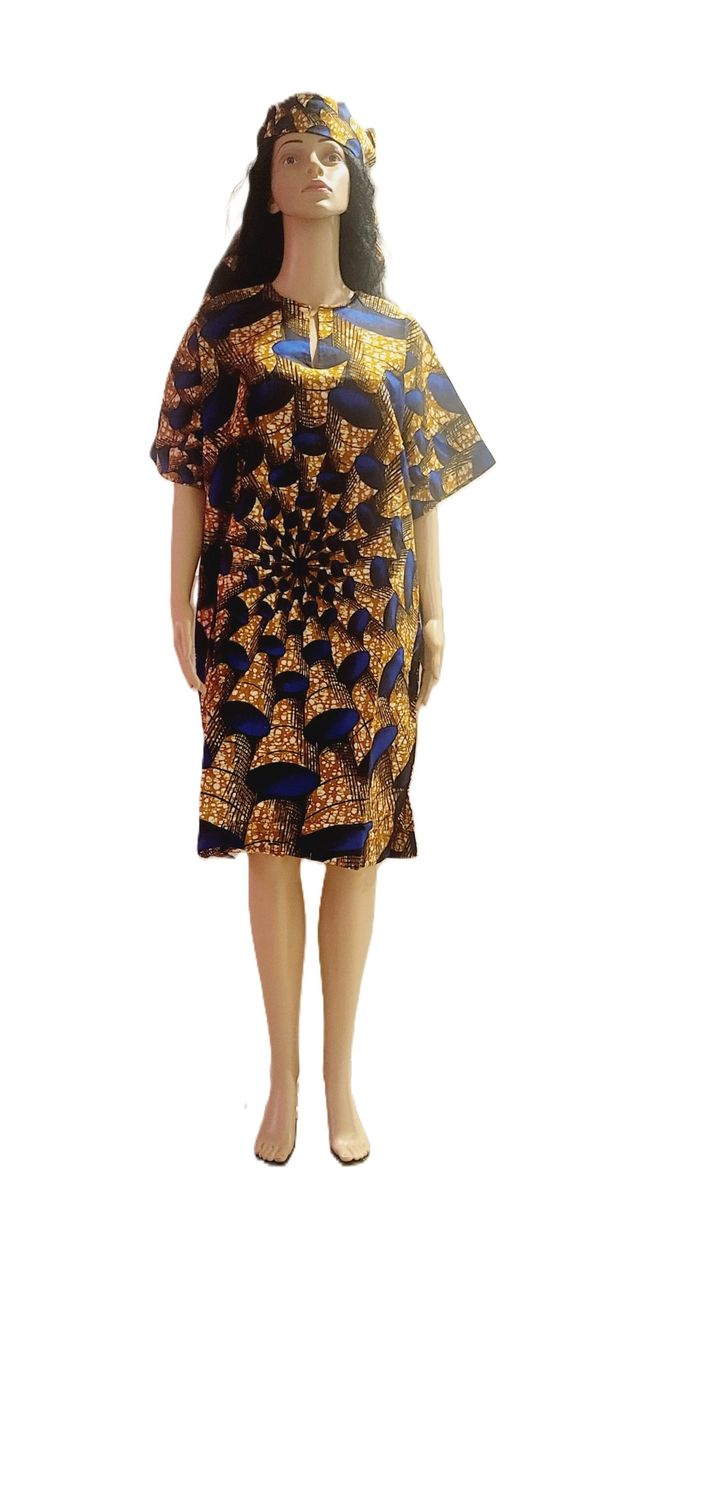 African Dresses for Women Ankara Print Gown Dress Designed Short-Sleeve Dress Dashiki Casual Party Wedding Dress Gown with scarf