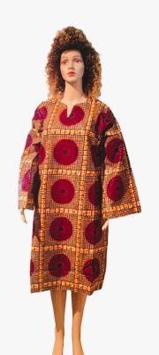 African Wax for Women Ankara Print Long-Sleeve Dress Over kneel length Dashiki Casual Party, Wedding, Gown, Dress