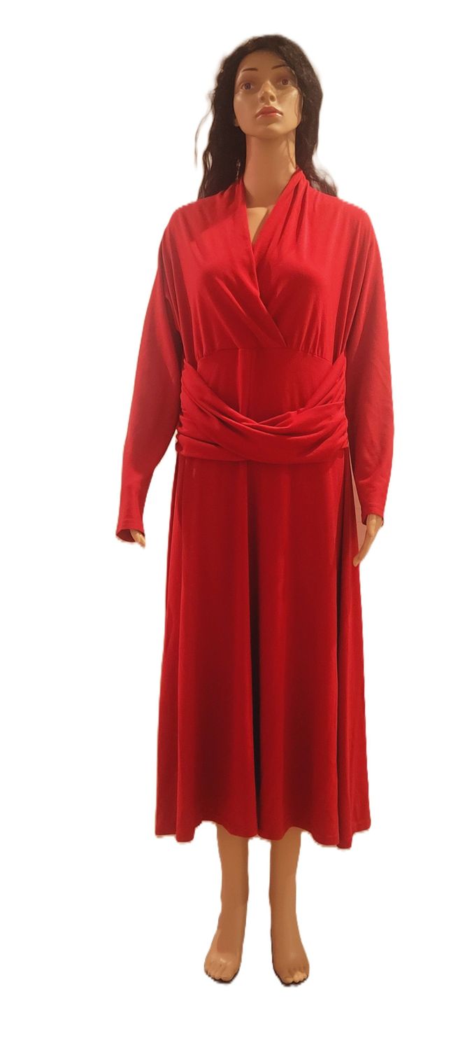 Women's Wine Red Fall Cold Water Creek Maxi Wedding Dress Long Sleeve V Neck Flowy A Line Cocktail Formal Party Dress Spring