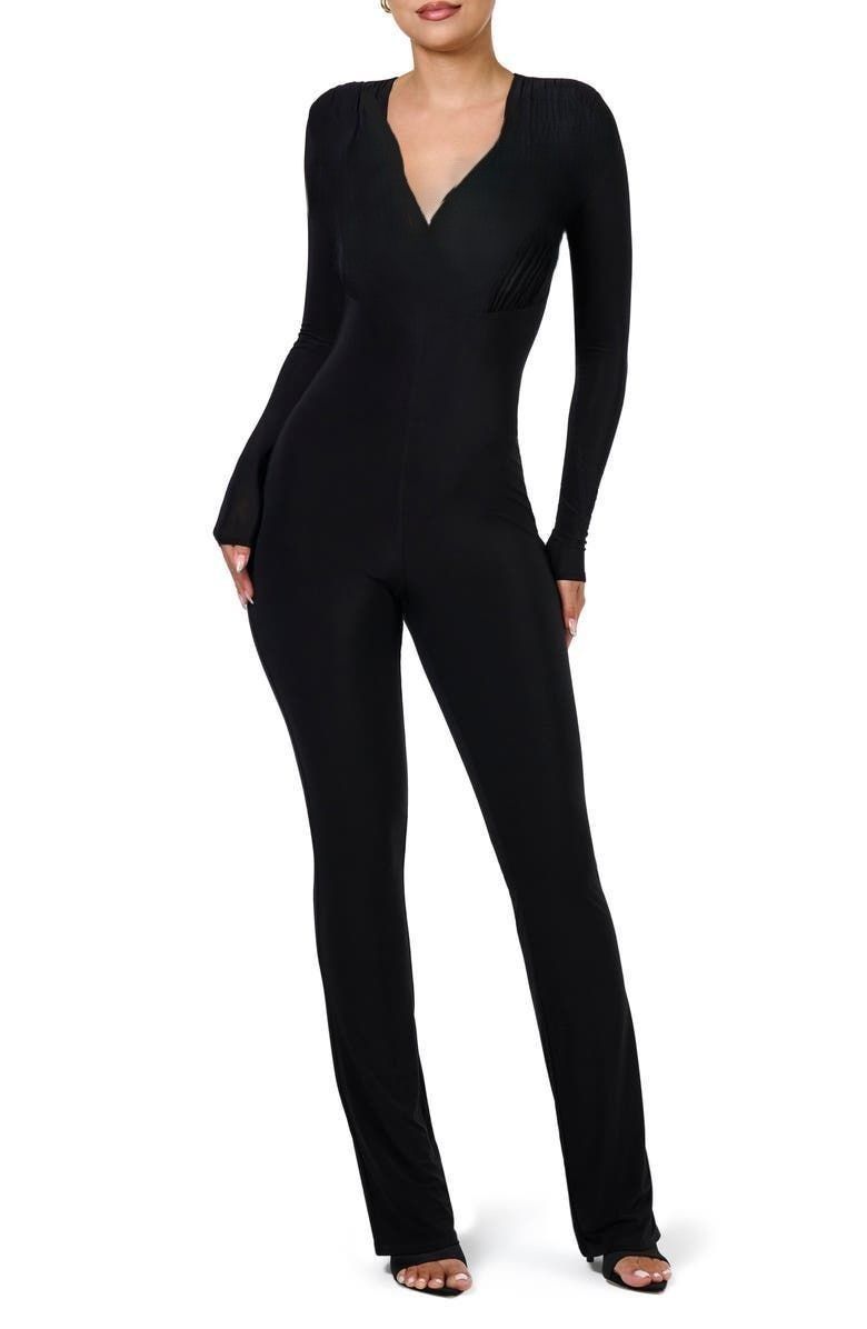 Women's Deep V Neck Long Sleeve Wrap Front Jumpsuit Pant Cocktail Party Romper