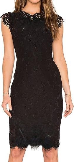 Women's Shortsleeve Lace Floral Elegant Cocktail Dress Crew Neck Knee Length for Party