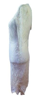 Women's Elegant Floral Lace Round Neck Short Sleeves Cocktail Party Bodycon Knee Length Dress SIZE 2