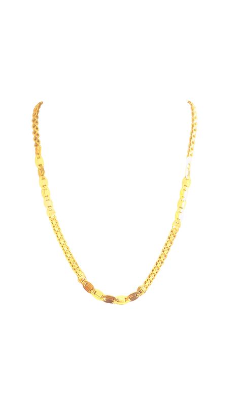 18kt Yellow Gold Oval with Links Necklace 75c Necklaces for Men Women Girl Gifts Jewelry 5MM Length 17.5 inches