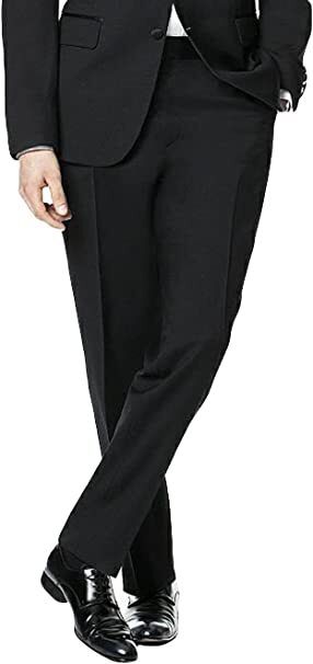 Men's Tailored Tuxedo Pants w. Satin Stripe Regular Fit Flat Front Unhemmed
