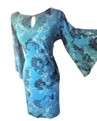 Green with designs Dana Buchman Stretchy Gown Essential Dresses Cocktail Flutter sleeves Bodycon Party Dress