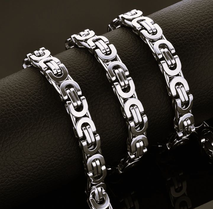 9mm Wide 316L Stainless Steel Bracelet Byzantine Link Chain Bracelet for Men Women Boys Water Resistance Colors - Silver Length 7.5 inches 9mm Wide 316L Stainless Steel Bracelet Byzantine Link Chain Bracelet for Men Women Boys Water Resistance Colors - Silver Length 7.5 inches