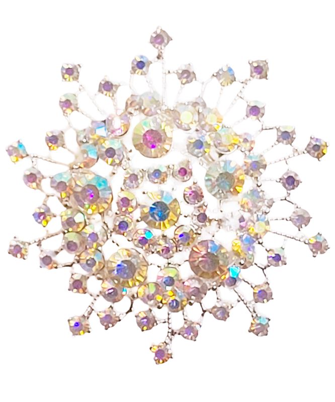 Silver beautiful flower shape brooch brass Glittery goldish blinking brooch designed with stones accessory women girls' brooches length 3 inches  / Jewelry / SWAROVSKI Pins & Brooches