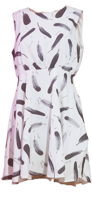 Women Summer Dresses Sleeveless Casual Office Midi Dres, white, with leaf design Gown Dress