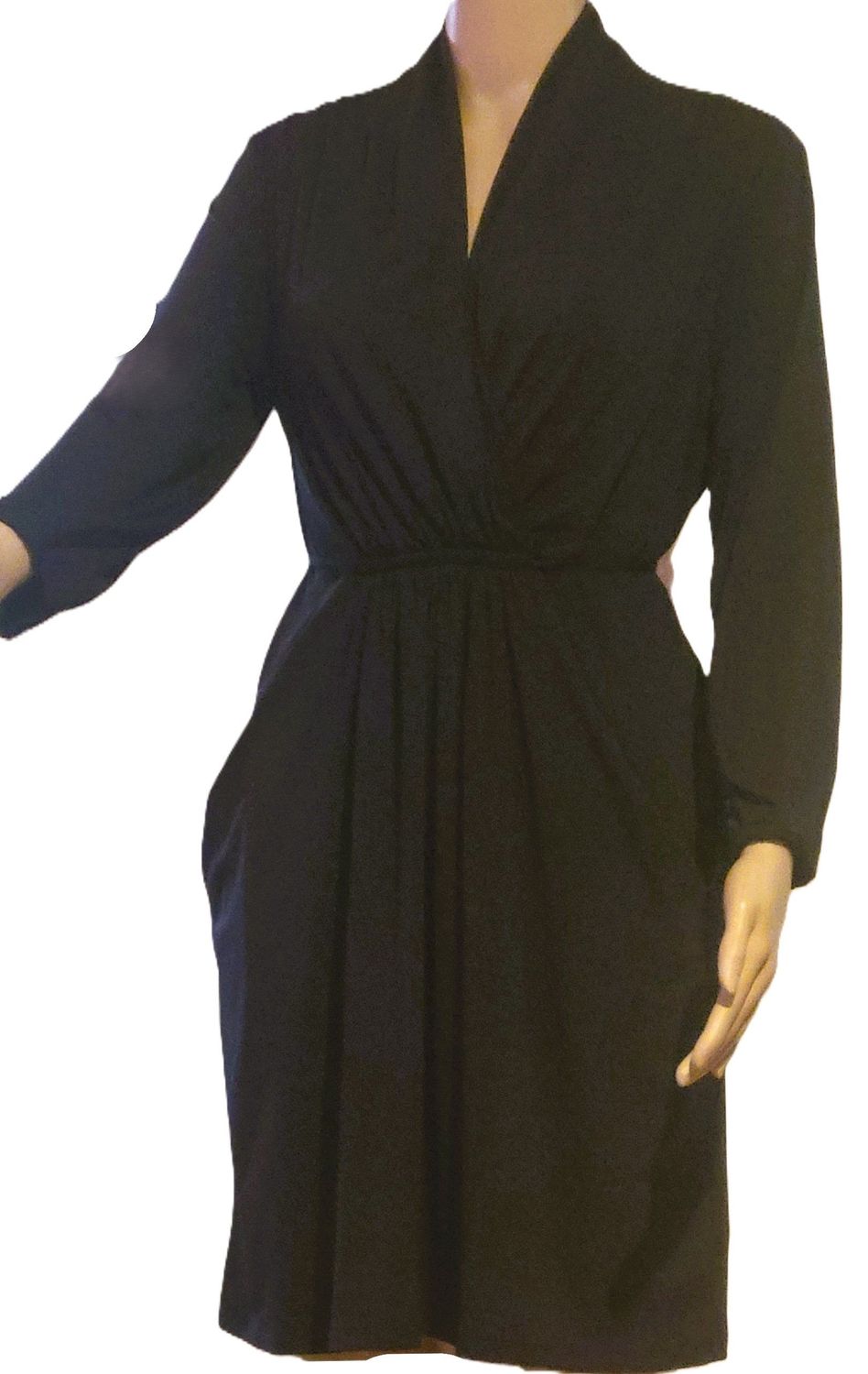 Women's Long Sleeve Knot back Dress Floral Flowy A-Line Casual Work Spring Vacation Short Dresses with Two Front Pockets