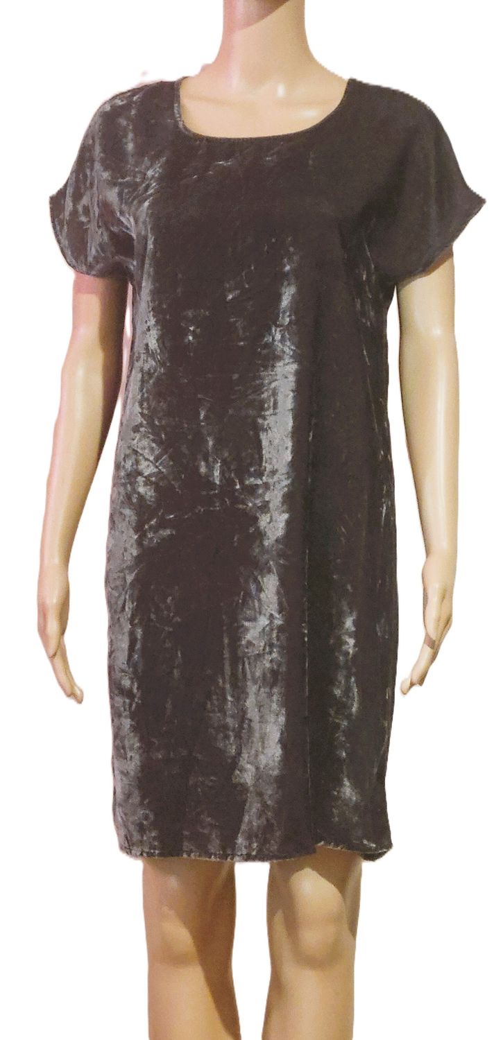 Crushed Velvet T-Shirt Dress Grey Gown