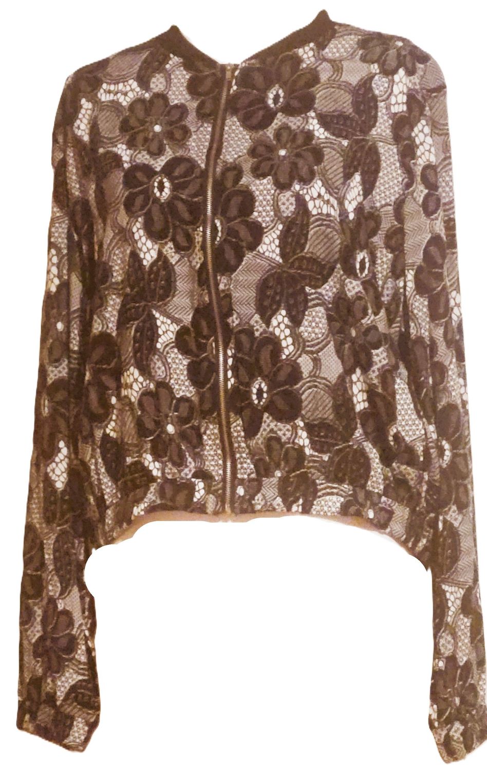 Women's Black Bomber Flowery Jacket Casual Coat Zip Up Spring Fall Clothes with Pockets