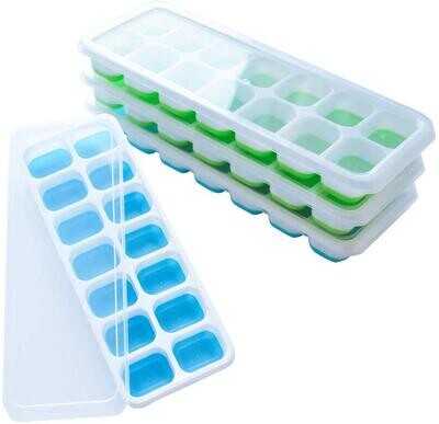 Pop-Out Silicone Ice Cube Tray with PP Lid