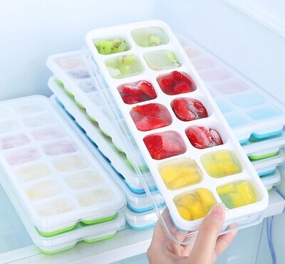 Pop-Out Silicone Ice Cube Tray with PP Lid