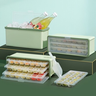 Ice Cube Tray with Lid and Box - 63 cubes