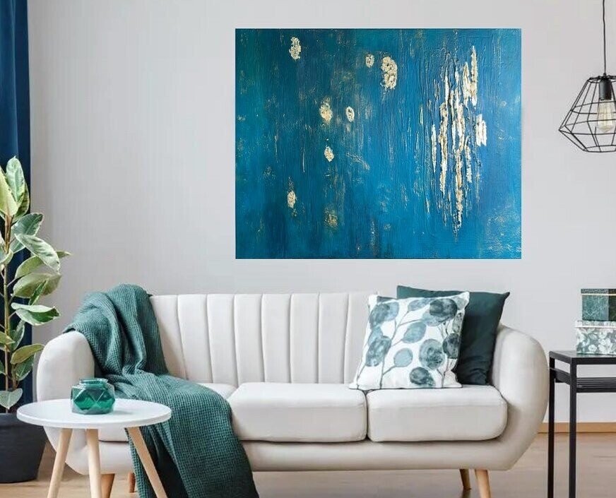 Textured mixed media original abstract painting by Anastasia Olescenko