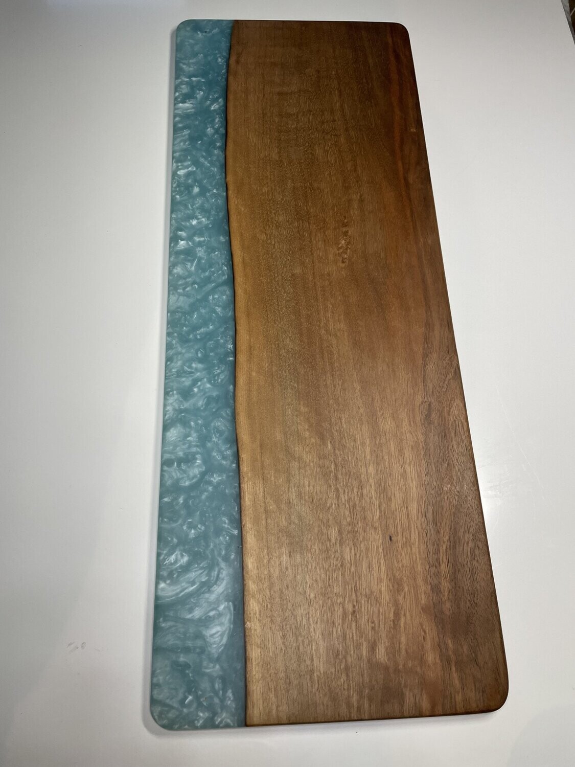 Walnut Charcuterie board with turquoise resin inlay
