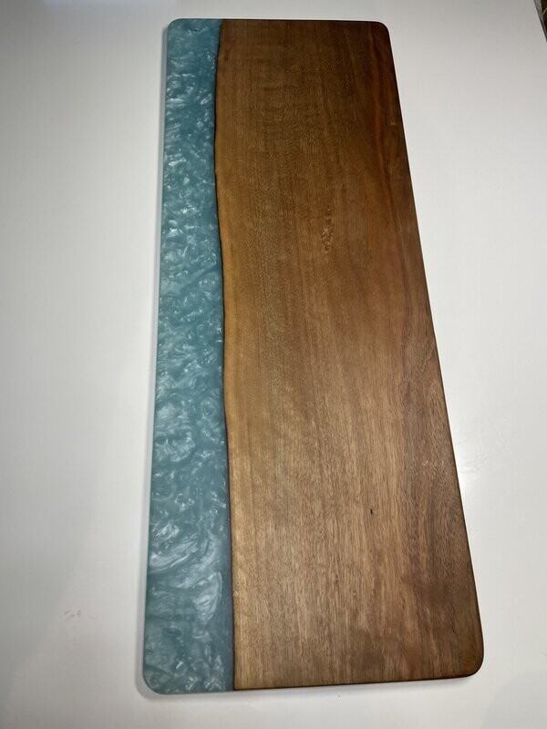Walnut Charcuterie board with turquoise resin inlay