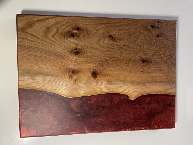 English elm and red velvet resin inlay charcuterie  board