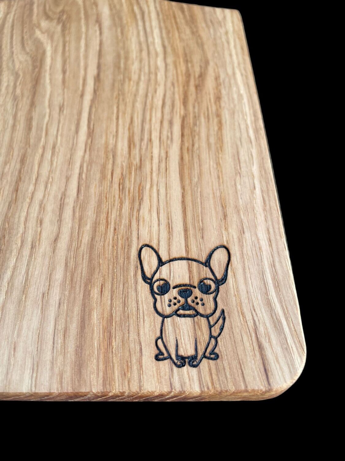 Oak chopping board with the dog print