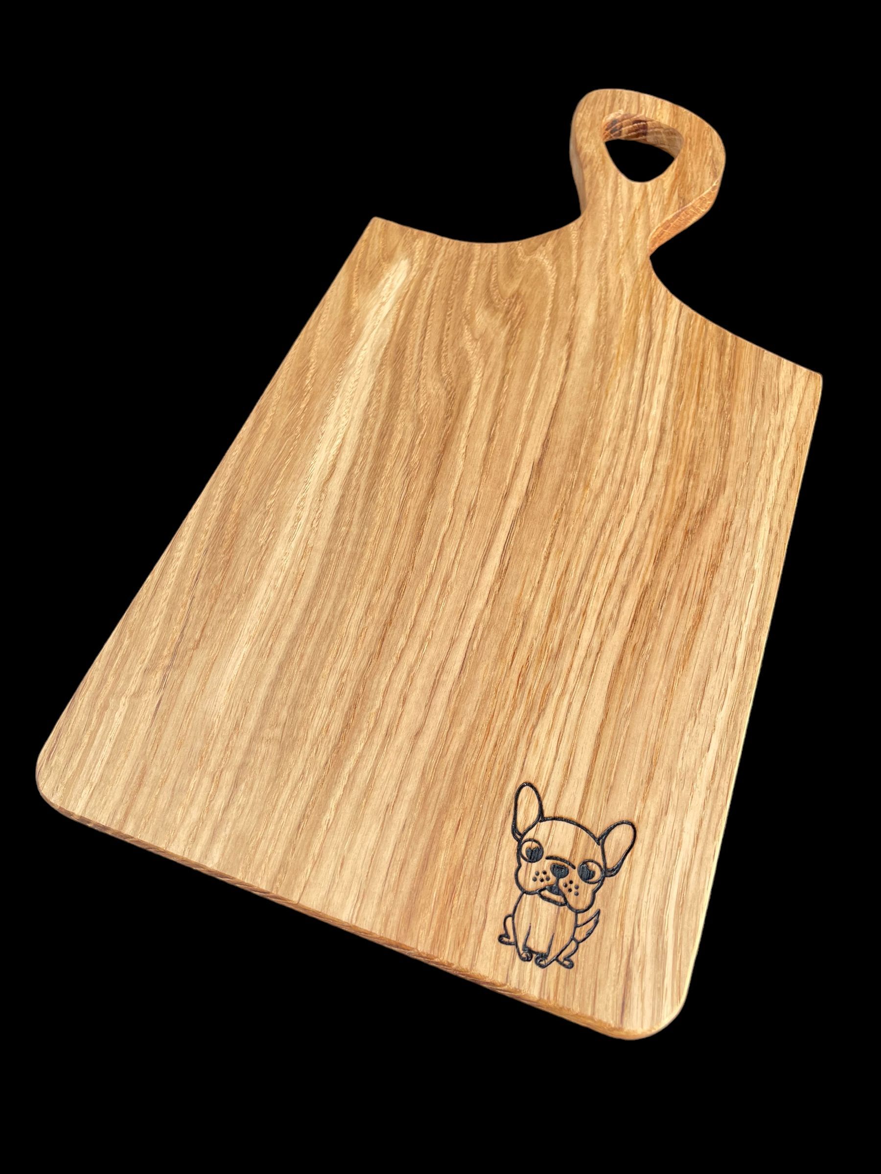 Oak chopping board with the dog print