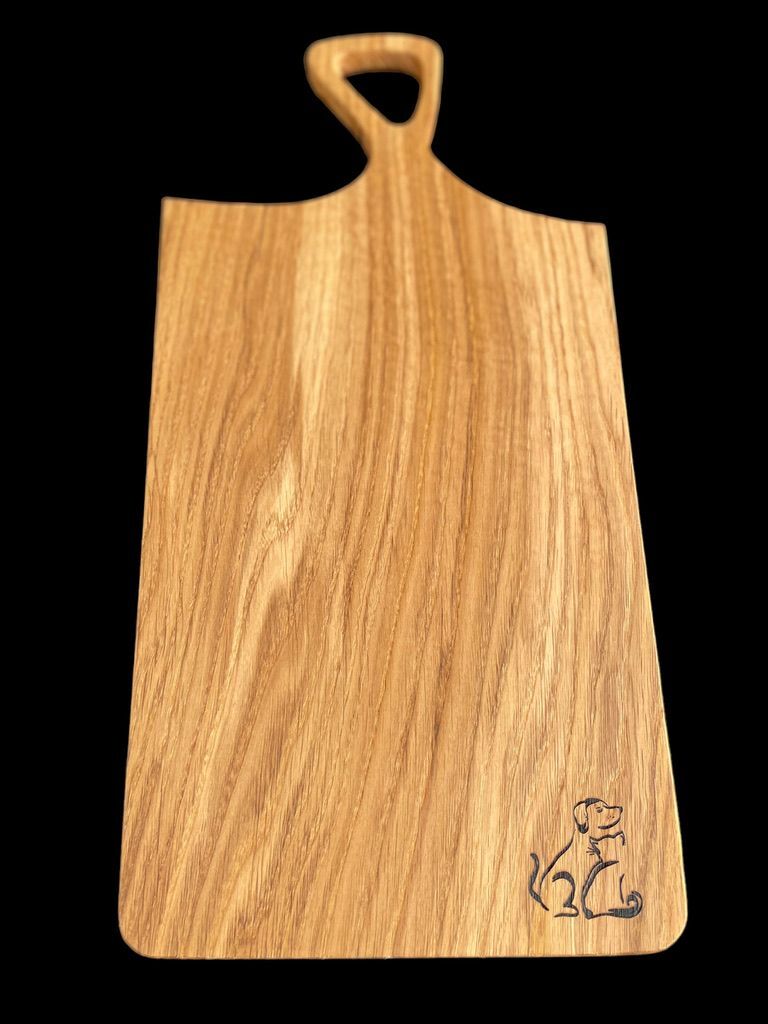 Oak chopping board with the cat and dog print