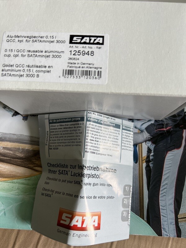 SATA MINI JET ALUMINUM CUP w/Lid .15L (ALL MINI JETS~ 1-4 &amp; 3000, JET 20B, threaded or QCC INLET