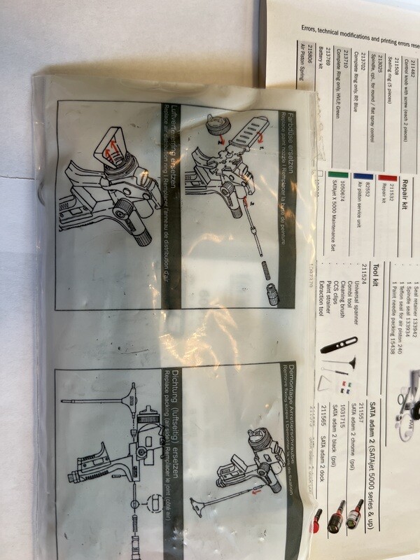SATA JET 5000 Series Factory Packed tool kit