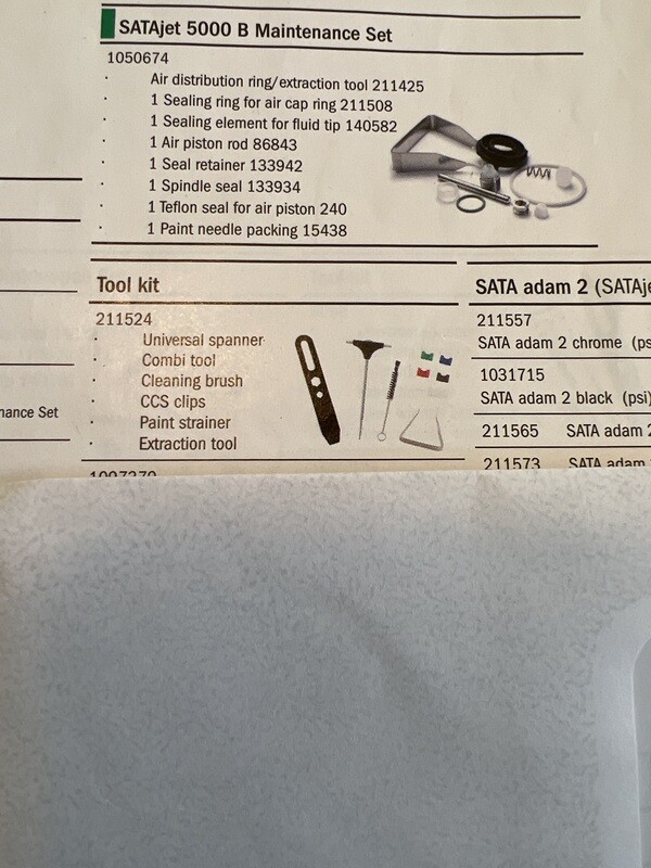 SATA JET 5000 Series Factory Packed tool kit