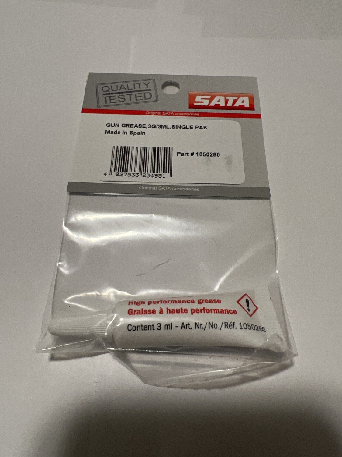 SATA JET GUN GREASE, 3G/3ML Single Pak