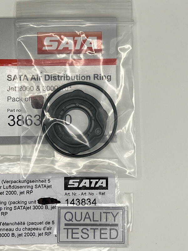 SATA Jet 2000B/3000B/3000K Air Distribution Ring (38638) &amp; Air Cap Seal (14834)