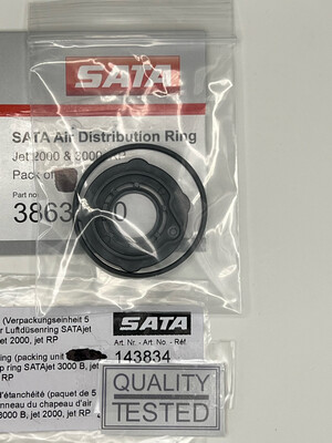 SATA Jet 2000B/3000B/3000K Air Distribution Ring (38638) &amp; Air Cap Seal (14834)