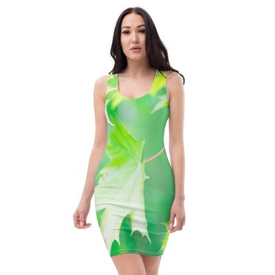 Green-Maple-Leaves Bodycon dress
