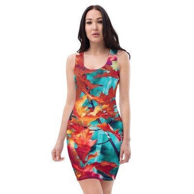 Red-Leaves Bodycon dress