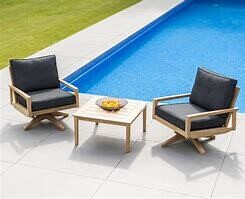 Wood garden lounge swivel chairs