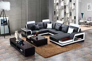 Modern U-Shape Leather Sectional Sofa