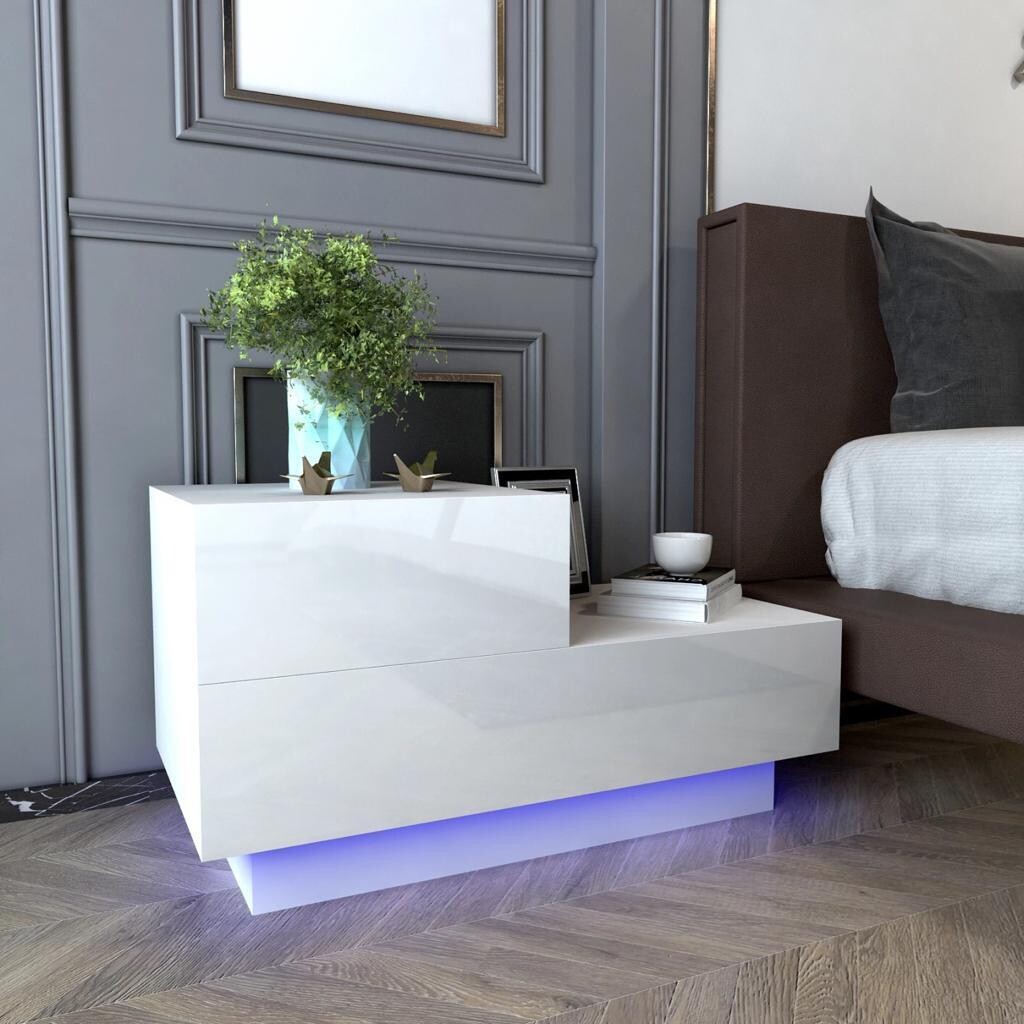 Bedside LED Table  With Drawers