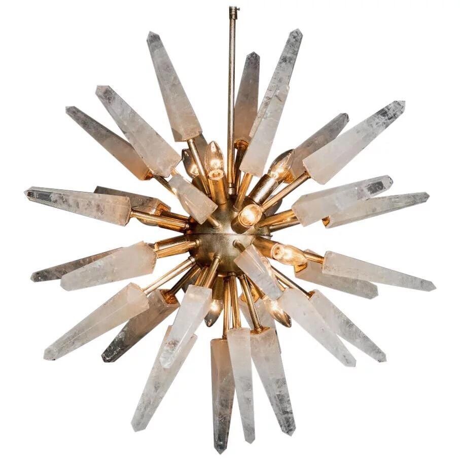 Luxury pendant light with natural quartz