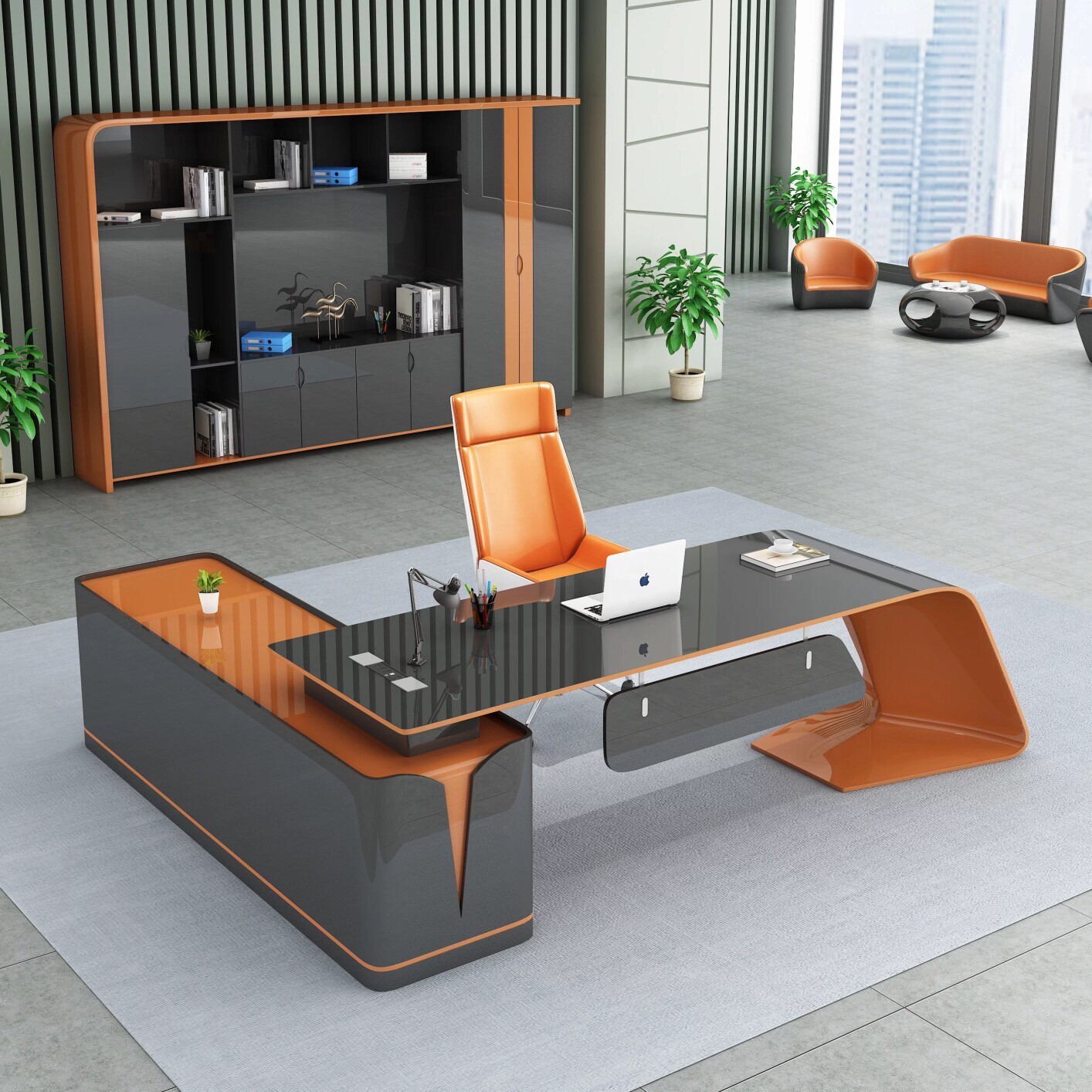 Luxurious Smart Office Desk With Cabinet
