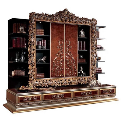 Luxury Royal Style Carved Wood Bookcase