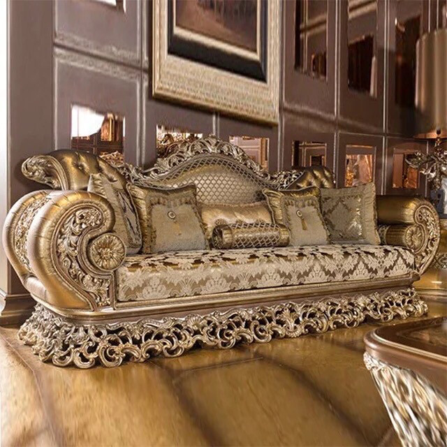 Royal Classic 100% Hand-carved Solid Wood Sofa Set