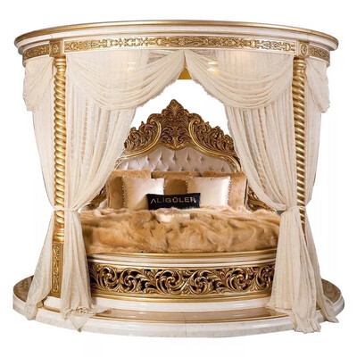 Luxury Palace Gold Leaf Round Bed