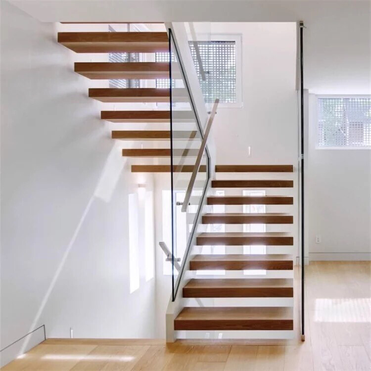 High Quality Glass Railings Floating Staircase