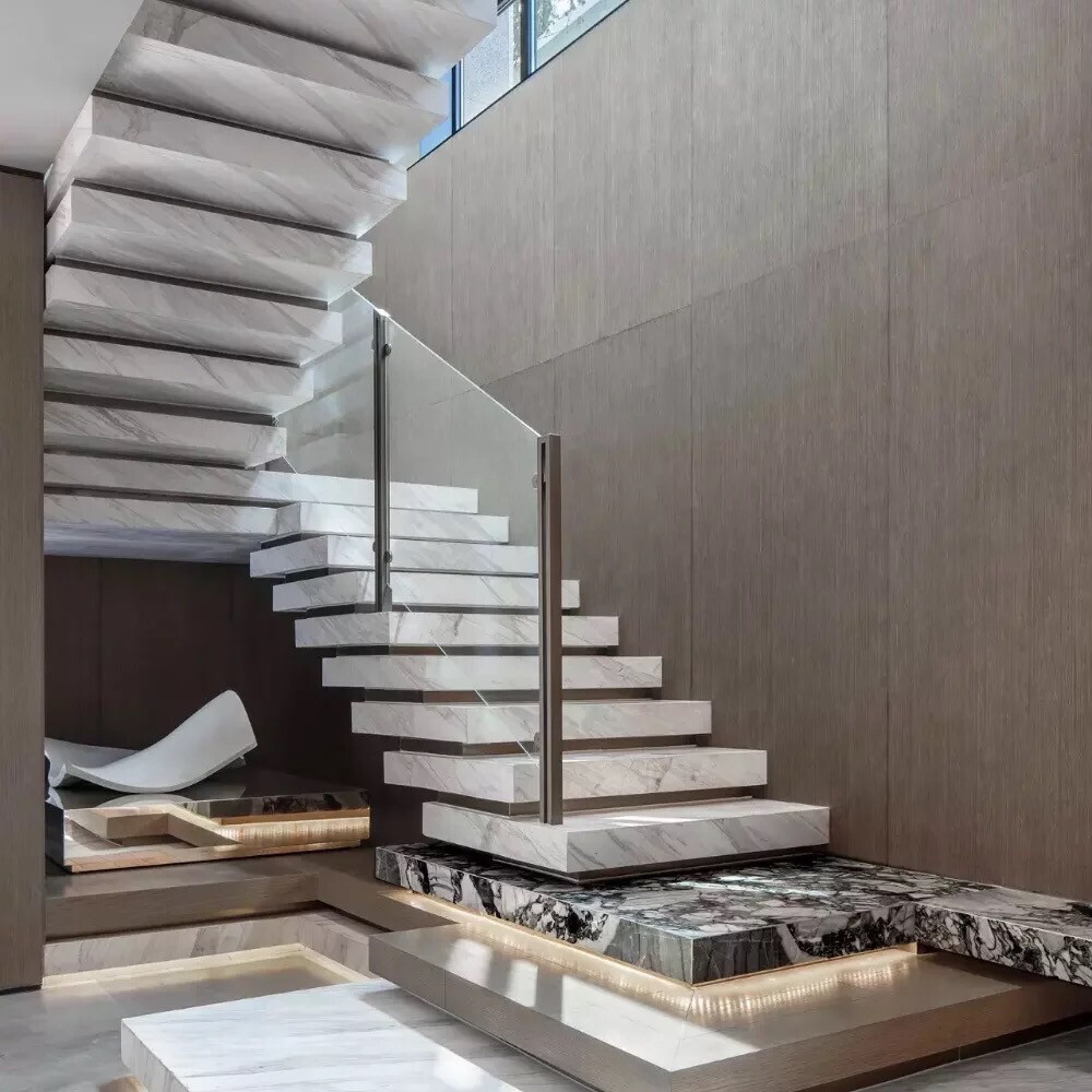 Modern Floating Marble Staircase