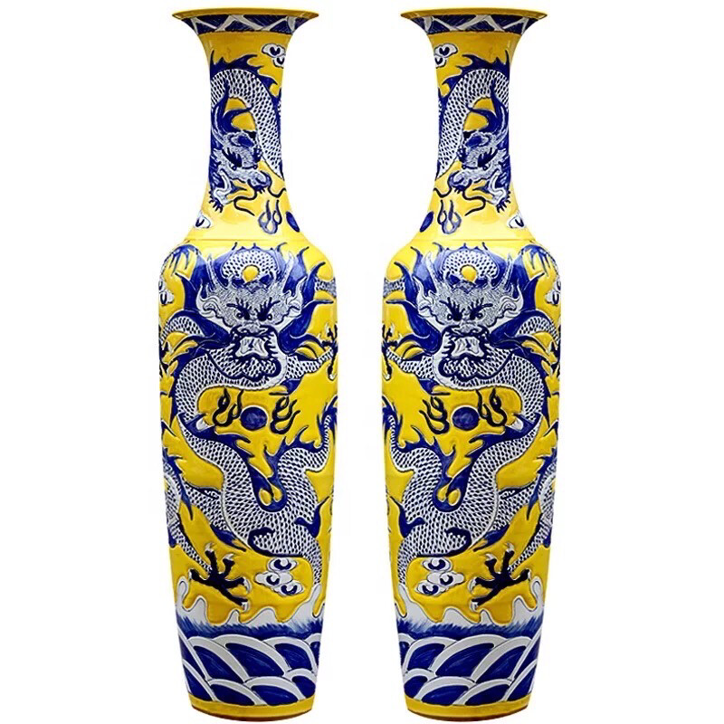 Luxury Dragon Pattern Ceramic Large Vases