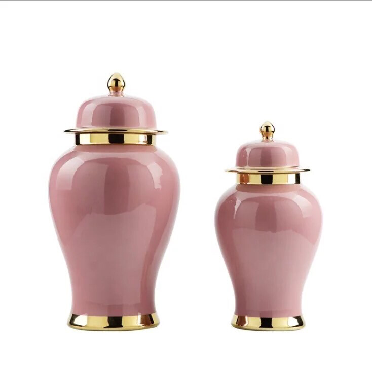 Luxury Gold Rim Pink Vase