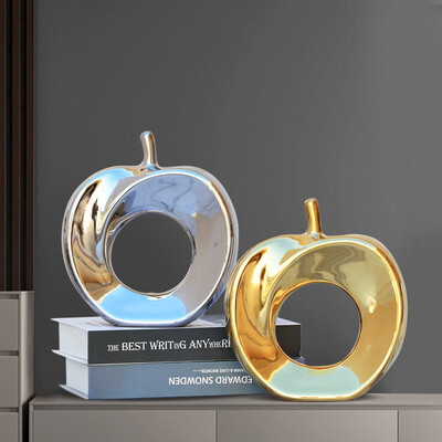 Electroplated Abstract Apple Sculpture-Gold